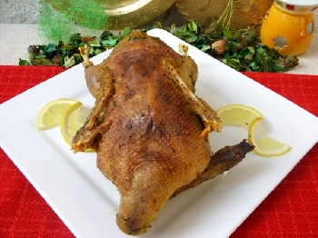 Canard farci au four